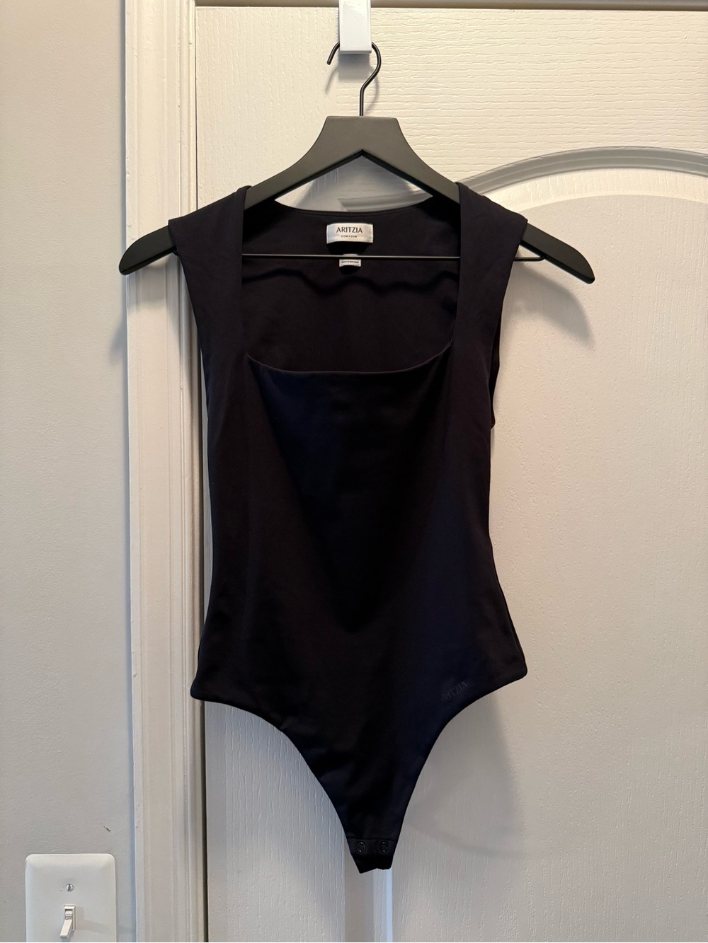 Aritzia Black Sleeveless Square-Neck Bodysuit
